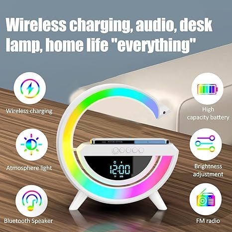 Digital Led Wireless Charger Speaker    سماعة شحن لاسلكي رقمية مزودة بشاشة LED