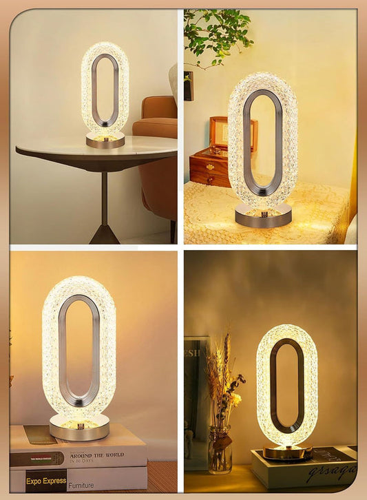 Elegant Crystal Touch Lamp with USB Recharge & Dimmable LED Light
