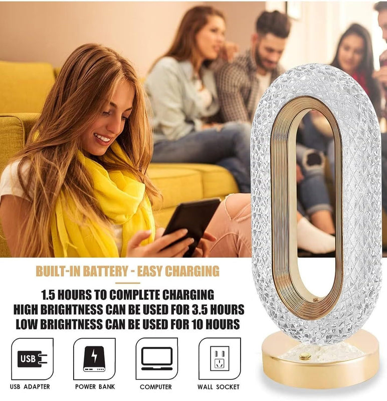 Elegant Crystal Touch Lamp with USB Recharge & Dimmable LED Light