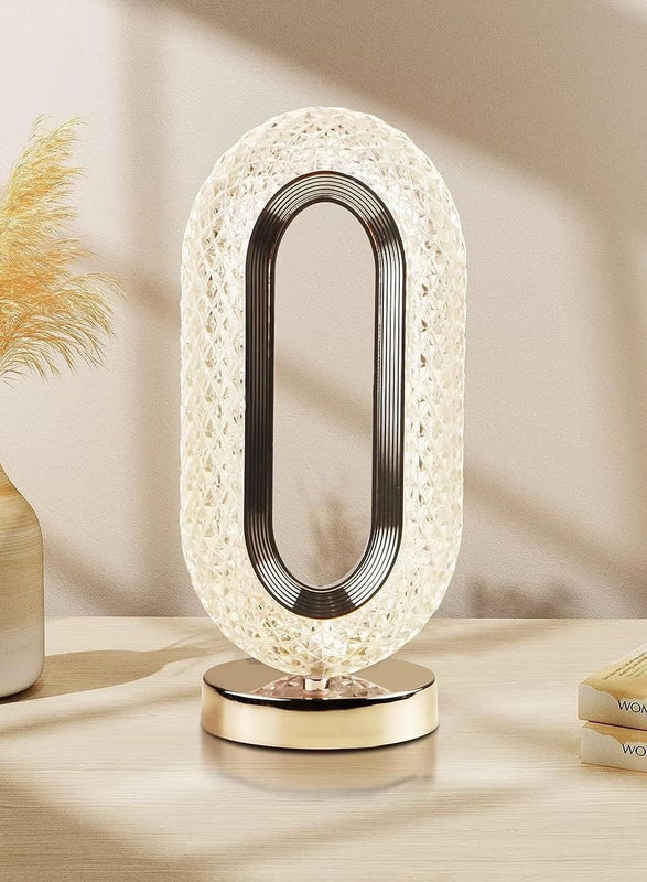 Elegant Crystal Touch Lamp with USB Recharge & Dimmable LED Light
