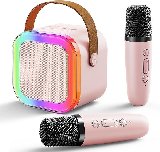 Party-Ready Karaoke Machine – Wireless Mics, Colorful Lights & Voice Effects!